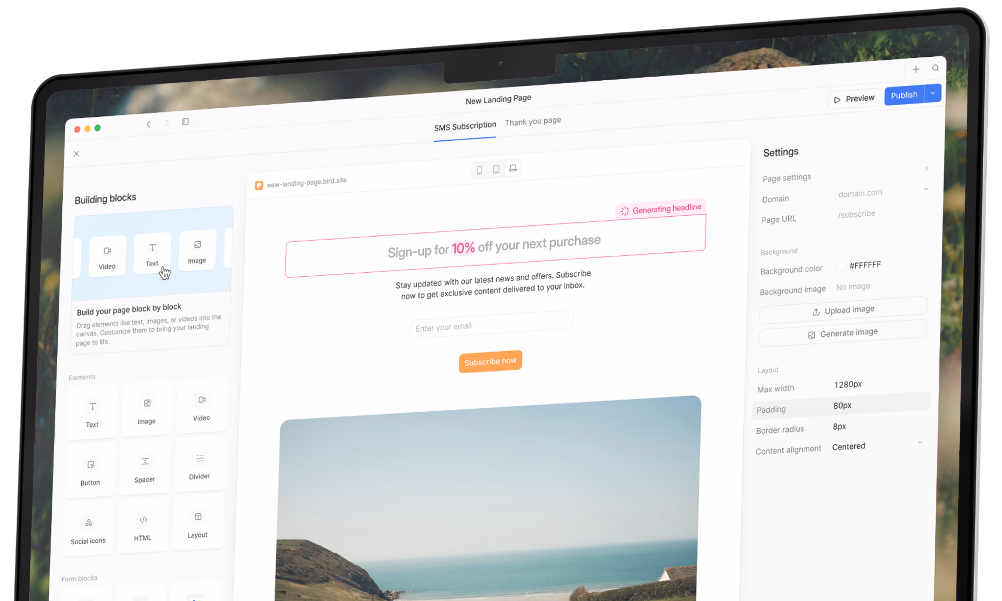 A clean dashboard showing AI content creation tools, a content management system, and pipelines for repurposing and managing content.