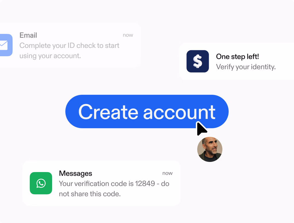 A clean UI mockup shows a form builder and a CRM dashboard with new lead notifications and automated follow-up actions.
