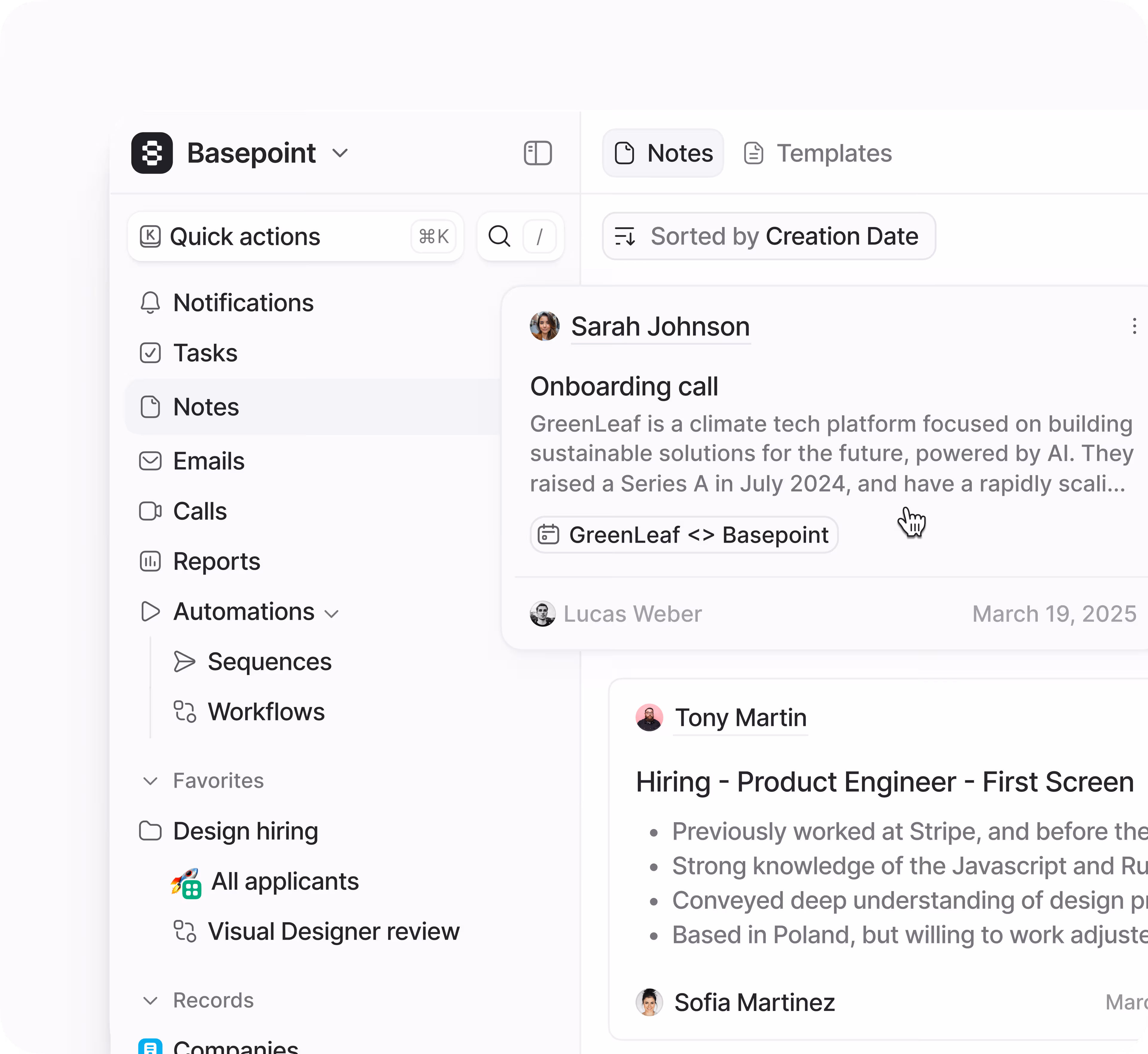 A dashboard showing automated workflows for tasks, follow-ups, deals aging, and form submissions.