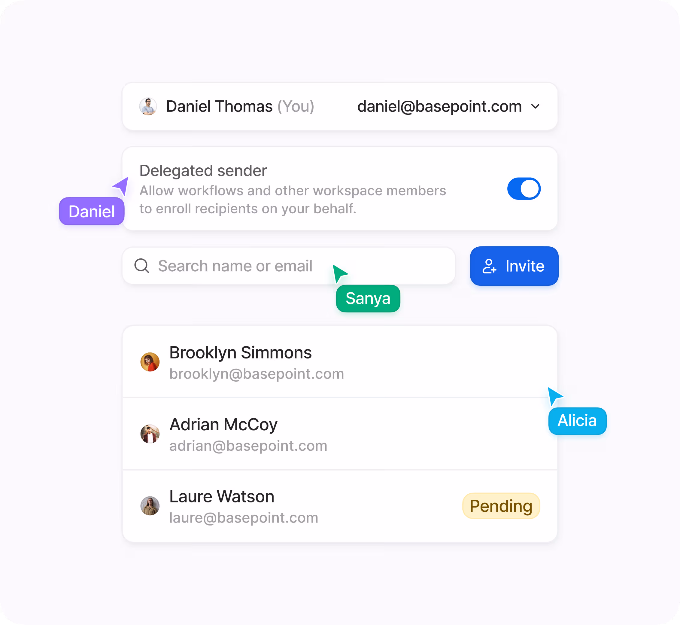 A shared team inbox or dashboard with task assignments, due dates, comments, and a timeline view for collaborative work.